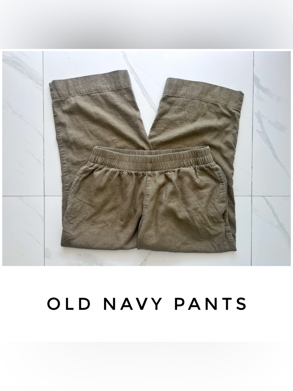 Old Navy pants size Small petite green linen straight ankle high waisted